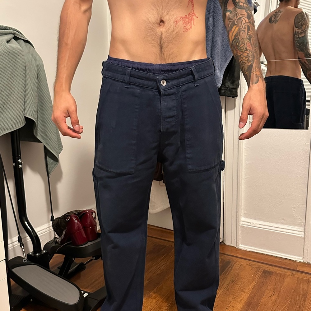 YMC Men's Dark Blue Cargo Pants